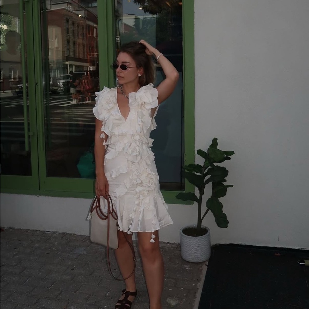 Karen Millen White Ruffle Mini Dress